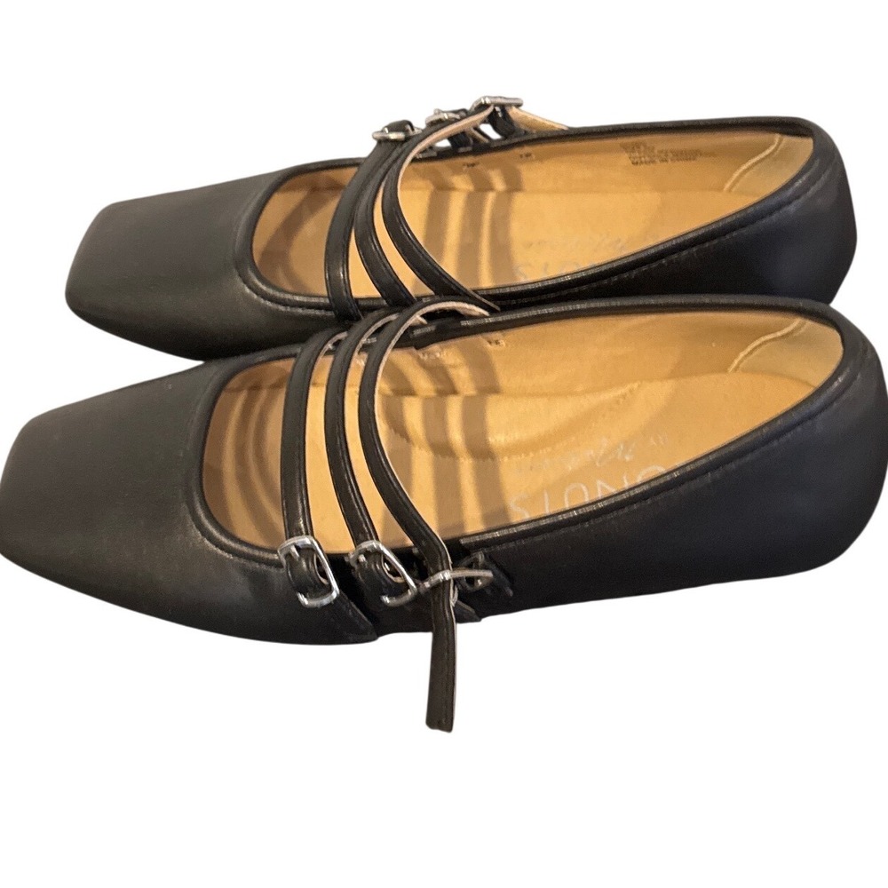 Coconuts by Matisse Womans 8 Sonic Black Triple Strap Square Toe Mary Jane Flats